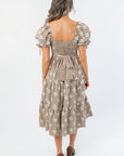 Ruthie Brown Plaid Tiered Midi Dress