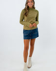 Semi-fitted moss green cotton knit sweater, olive green ribbed sweater, We The Free Breezy Swit Top, Free People Breezy Swit top, free people ribbed sweater