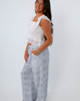 Blue and white striped beach pants