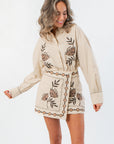 Carry On Taupe Embroidered Mini Skirt