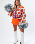 Oversized Queen of Sparkles Clemson Mascot Rhinestone Cardigan with vibrant tiger paw details, ideal for fans wanting standout gameday style.