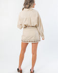 Carry On Taupe Embroidered Mini Skirt