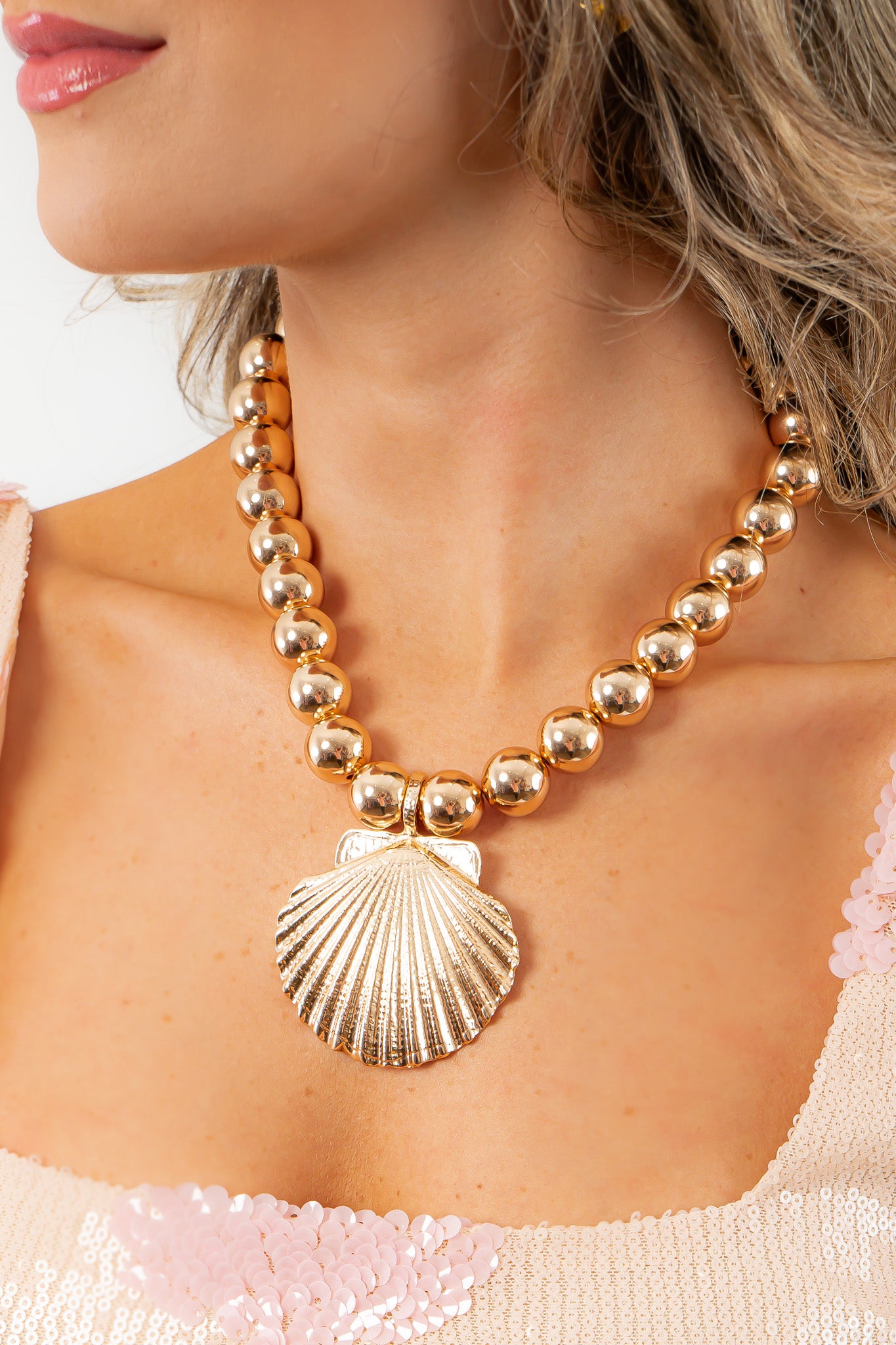 Gold Statement Shell Necklace