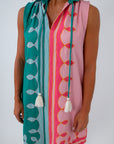 THML Pink and Teal Sleeveless Dress