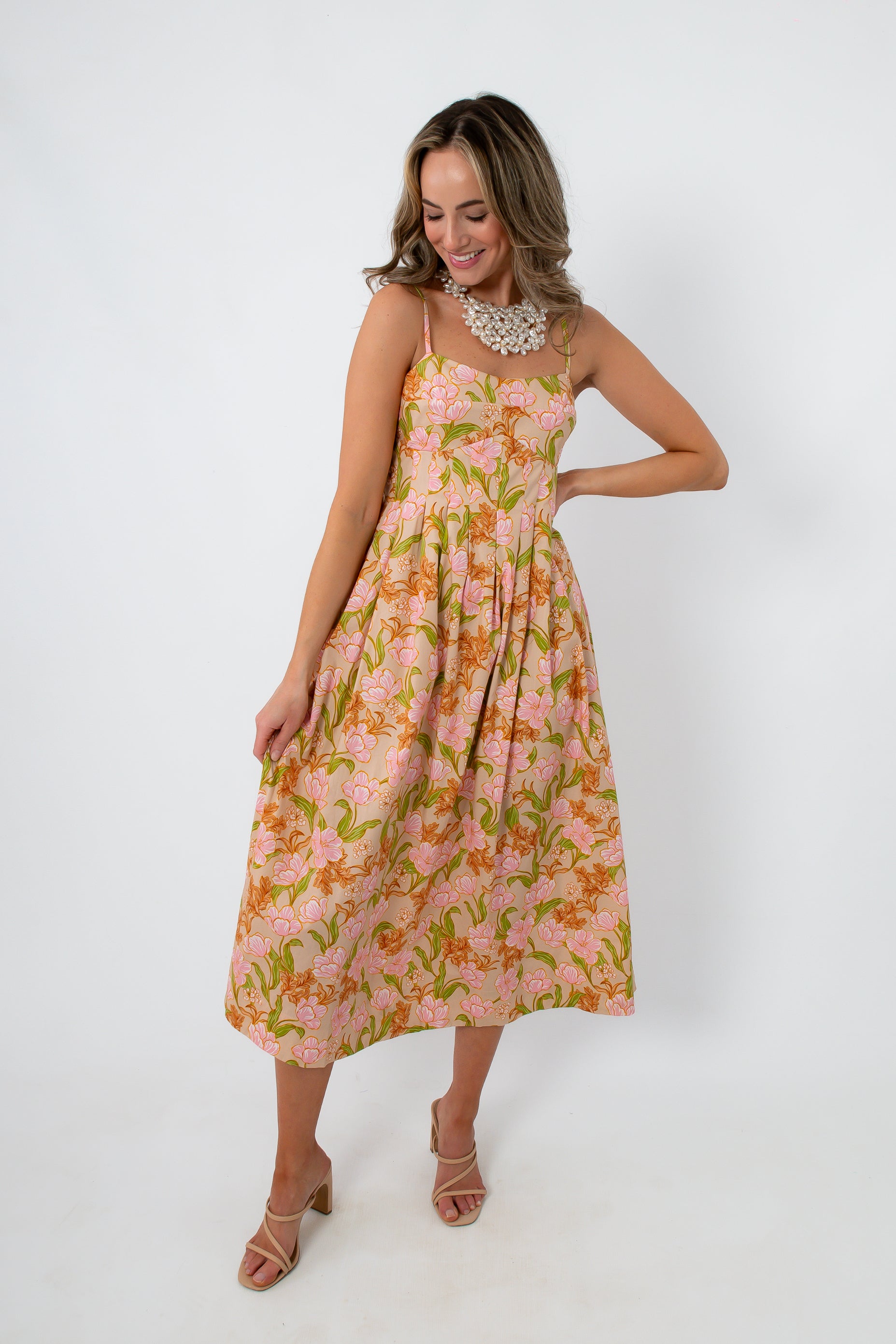 floral midi flowy dress Parisian Tulip Floral Midi Dress