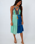 High Tides Ombre Crochet Halter Mini Dress