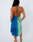 teal and blue tie dye crochet summer dress