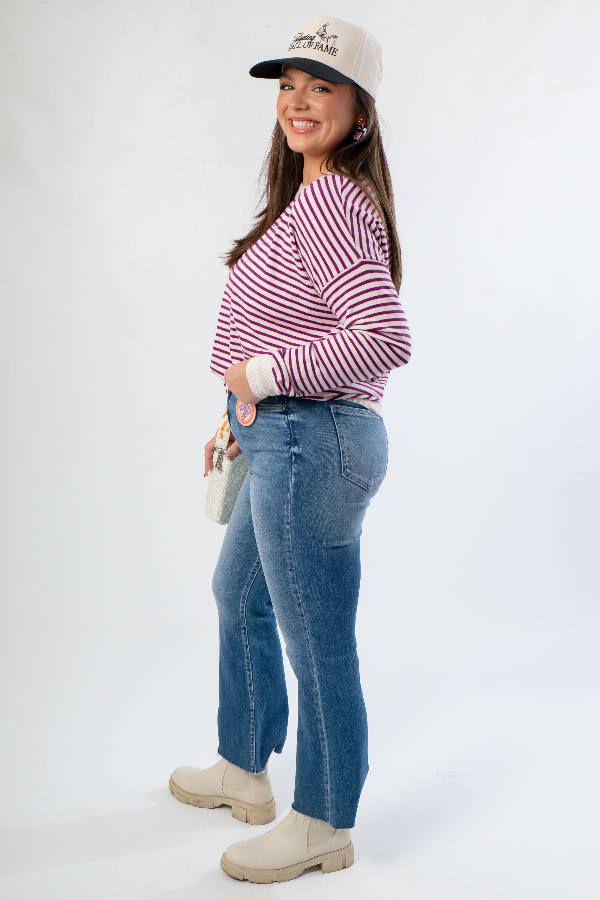 Storm The Field Purple Striped Sweater