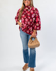 Animal Print Mock Neck Sweater - Fashionable Attire in multicolor with bold leopard pattern, styled with jeans and tan accessories for a trendy look.