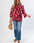 FA Multicolor Animal Print Mock Neck Sweater LM featuring vibrant hues and relaxed fit, ideal for stylish fall outfits and casual wear.