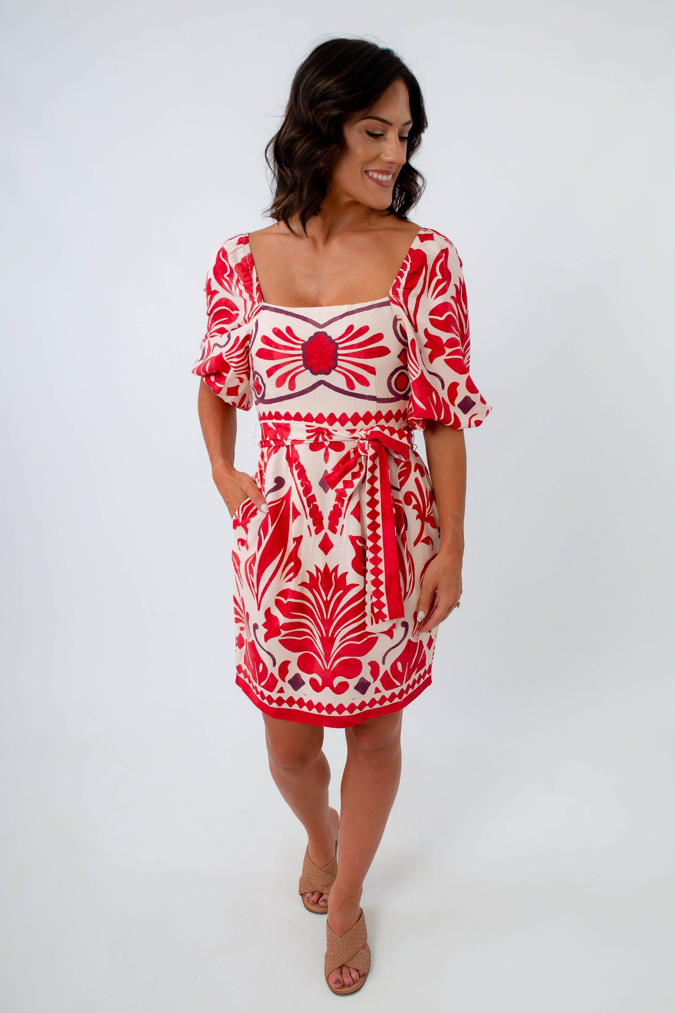 red print mini dress Red Haute Tropic Mini Dress