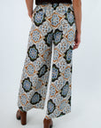 Patterned pants, wide leg trousers, mosaic patterned clothes, stylish trousers for work