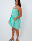 Adjustable strap mint sundress for summer