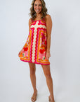 pink and orange tropical dress