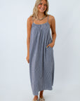 Easy Breezy Navy Gingham Midi Dress