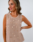 Shell Embellished Knit Sweater Tank