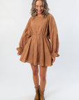 Charlotte Brown Embroidered Mini Dress