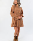 Charlotte Brown Embroidered Mini Dress