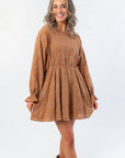 Charlotte Brown Embroidered Mini Dress