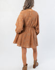 Charlotte Brown Embroidered Mini Dress