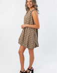 Side view of Upper East Glen Plaid Bow Bubble Hem Mini Dress showing its voluminous bubble hem and textured plaid fabric, perfect for fall outings.
