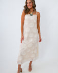 Mermaizing Ivory Shell Applique Maxi Dress