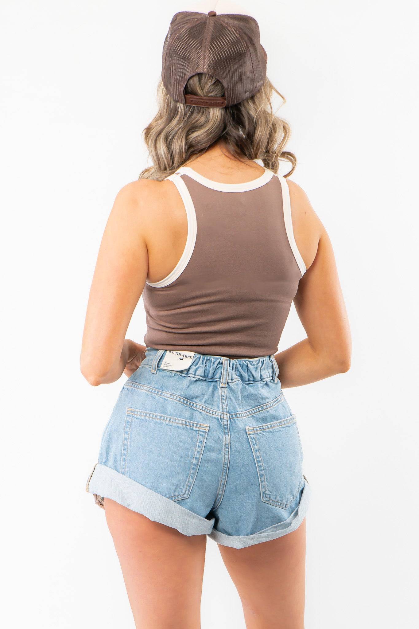 In Your Dreams Brown Contrast Seamless Tank