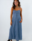 Z Supply Mystic Blue Angel Eyes Plaid Midi Dress