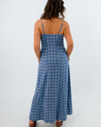 Comfortable plaid midi dress for casual and fall styling, soft comfy fall dress, flannel dress, blue plaid dress