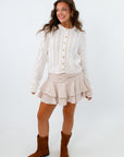 Chelsea Cream Layered Ruffle Mini Skort