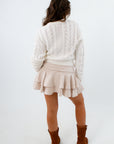 Cream mini skirt, fall neutrals, fall basics, neutral mini skort, neutral mini skirt
