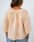 FRNCH embroidered summer short sleeve gauze top