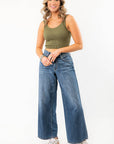Tati Dark Wash Wide Leg Crop Denim