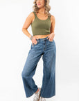 Tati Dark Wash Wide Leg Crop Denim