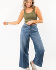 Tati Dark Wash Wide Leg Crop Denim