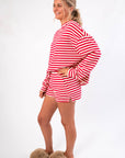 Aspen Morning Red Stripe Long Sleeve Top