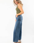 Tati Dark Wash Wide Leg Crop Denim