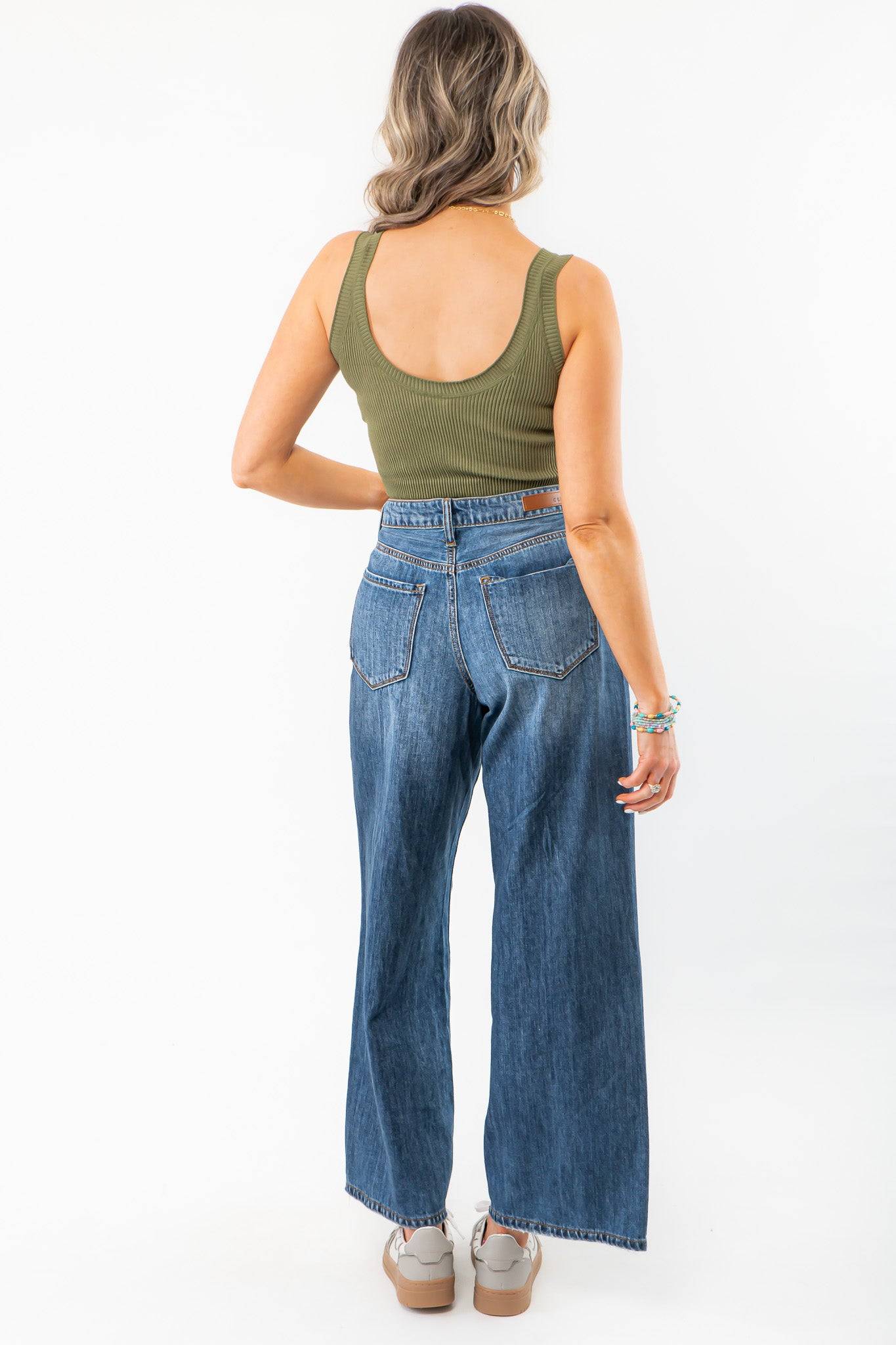 Tati Dark Wash Wide Leg Crop Denim
