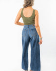 Tati Dark Wash Wide Leg Crop Denim