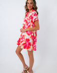 TCEC pink tropical floral summer dress