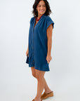 Casual denim dress with button front and collar, Z Supply denim dress, short sleeve denim dress