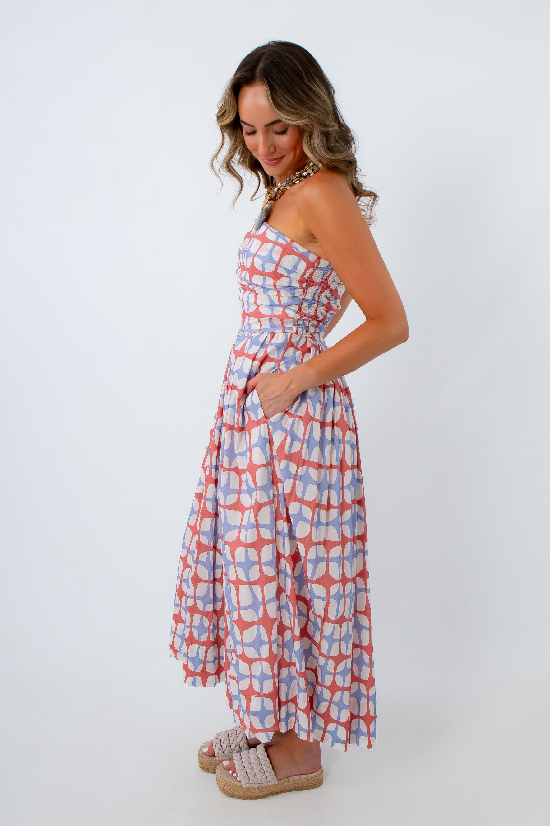 red blue maxi dress Jean Paul Gaultier SSENSE Exclusive Red & Blue 'The Squeletor' Maxi Dress