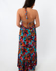 Tropical Blossom Colorful Halter Maxi Dress