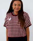 Burgundy Short Sleeve Sweater for fall sweaters, fall workwear, fall game day look
