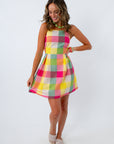 Prosperina colorful plaid mini dress summer style