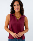 Ready to Roll Wine Collar Knit Tank Top