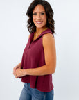 Collared tank top for USC game day, burgundy tank top for USC game day, garnet tank top