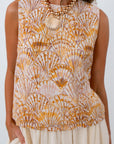 Sleeveless high neck beach top with shell pattern perfect for vacation