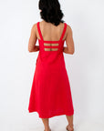 Firecracker Red Square Neck Midi Dress