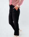 Modern black flare jeans with slanted pockets, Kut black jeans, women's black denim, women's ankle flare jeans